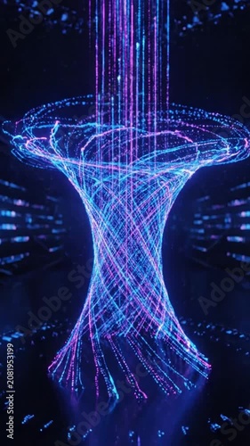 Futuristic Light Waveforms Creating a Dynamic Visual Spectacle with Neon Effect