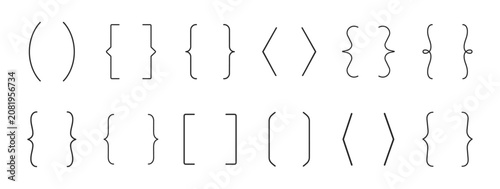 Photos Bracket and brace icon set with outline editable stroke vector collection for co