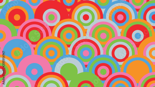 Quadro su tela Retro psychedelic circle pattern vector, colorful geometric target background, v