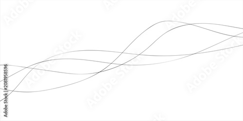 Digital graphical abstract background set. Curved thin wavy line background for artist. Flowing wavy stroke elements on white page. Thin line wavey background on isolated white background. EPS 10