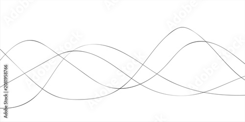 Digital graphical abstract background set. Curved thin wavy line background for artist. Flowing wavy stroke elements on white page. Thin line wavey background on isolated white background. EPS 10