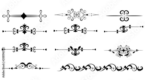 Set of divider elements. Divider ornament, borders, doodle, separators, page dividers, header	