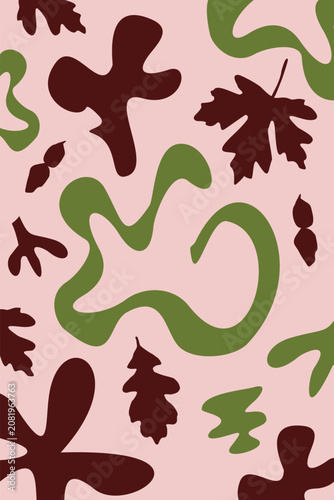 Abstract organic botanical fabric motif