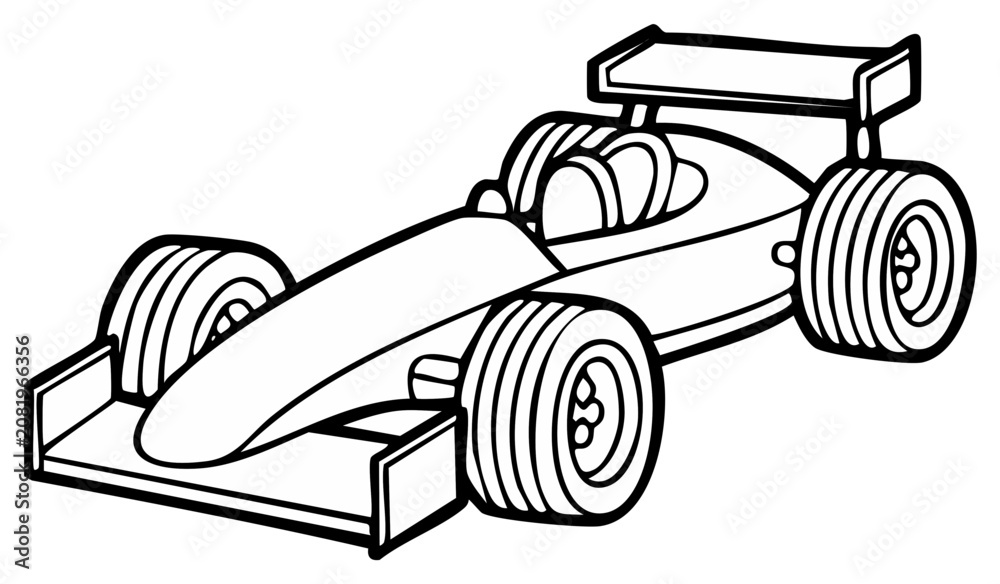 Obraz premium Line Art Racing Car Illustration