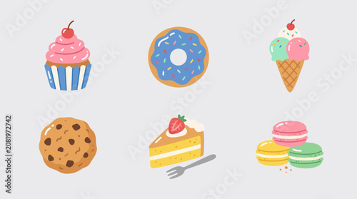 Assorted desserts icons