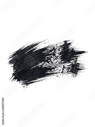 Abstract Black Ink Brush Stroke on White Background for Artistic Design