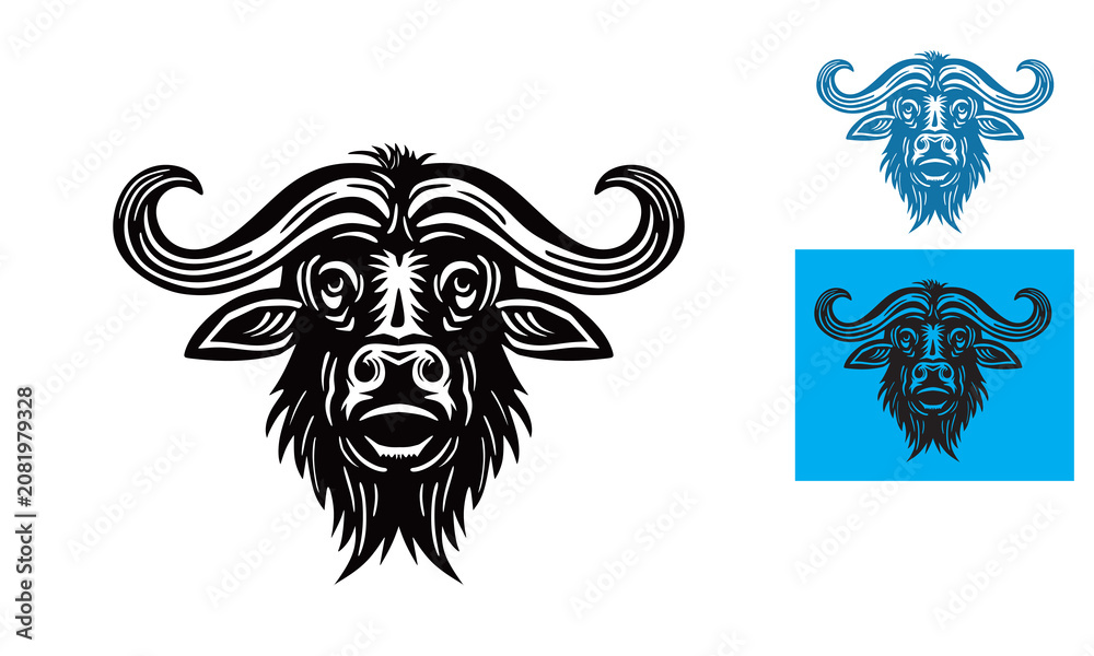 Fototapeta premium bison head logo silhouette of strong wild bison head vector illustration