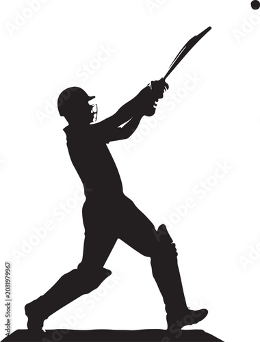 Cricket player silhouette, black cricket icon, sports illustration, vector graphic