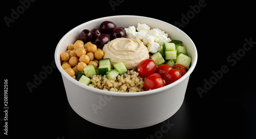 Healthy Mediterranean Quinoa Bowl with Hummus and Vegetables
