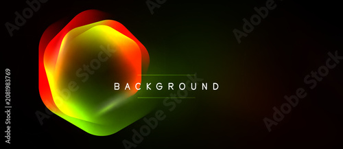 Cuadro en lienzo Abstract colorful shape dominates dark background