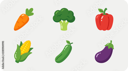 Fotografie Assorted fresh vegetables collection icons