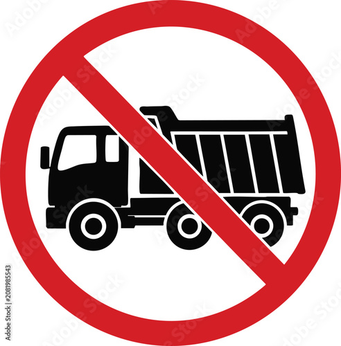 Bild auf Leinwand No dump truck sign a flat vector icon illustrating traffic regulation and safety