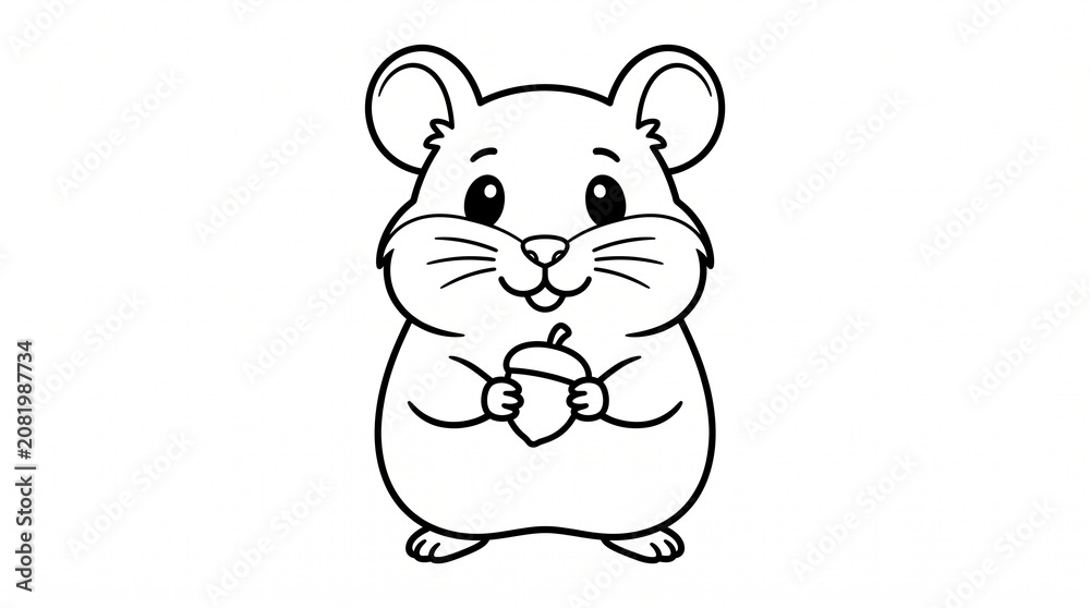 Fototapeta premium Cute Cartoon Hamster Outline Vector Illustration for Kids Coloring Book