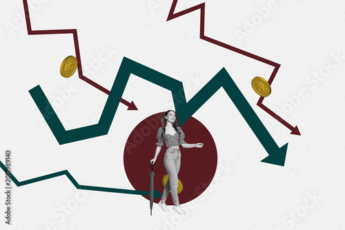 Картината върху платно Contemporary image art collage of inexperienced businesswoman businessman stand