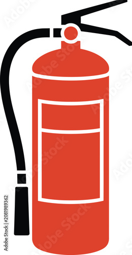 Bild auf Leinwand Fire extinguisher icon shows red safety equipment used to suppress emergency flames in industrial buildings