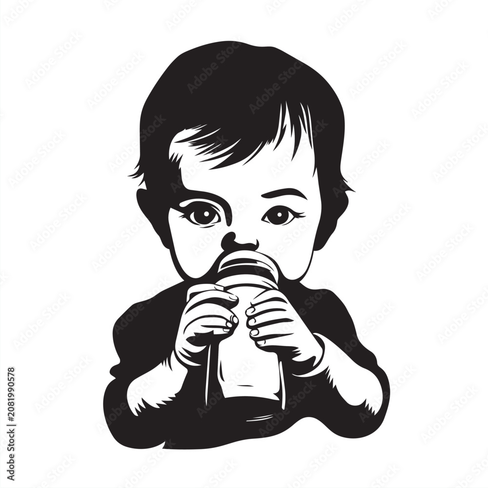 Obraz premium baby with a glass of milk