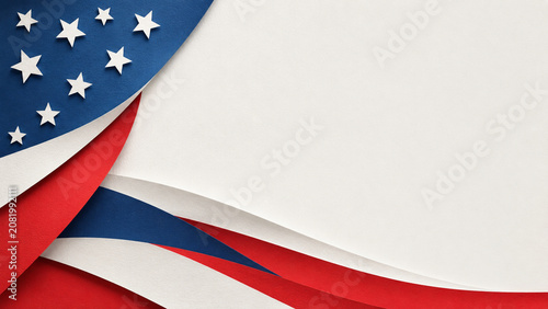 Patriotic Paper Cut Diagonal Ribbon Background