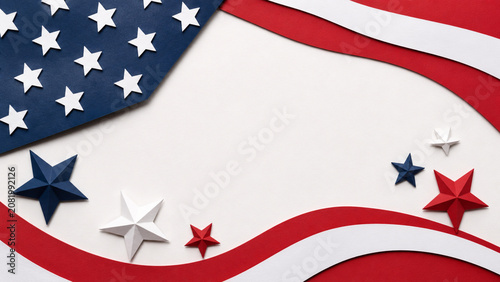 Paper Cut Stars And Stripes Flat Lay Background
