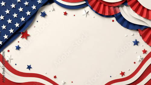Paper Cut Patriotic Greeting Card Background