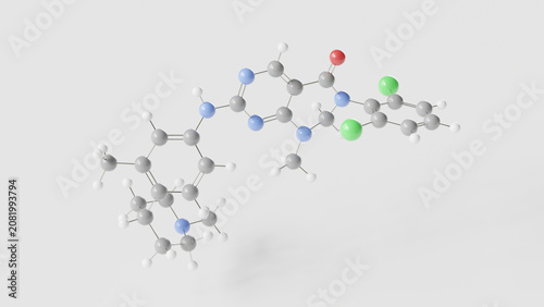 Foto zedoresertib molecule 3d, molecular structure, ball and stick model, structural