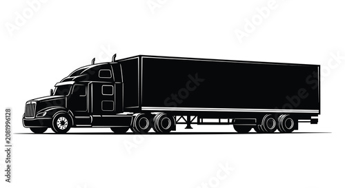 Foto Semi truck Silhouette Against White Background Detailed Vector Illustration