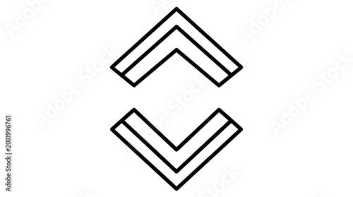 Minimalist black outline vector icon featuring a dual chevron design pointing in opposite directions for modern digital user interface navigation