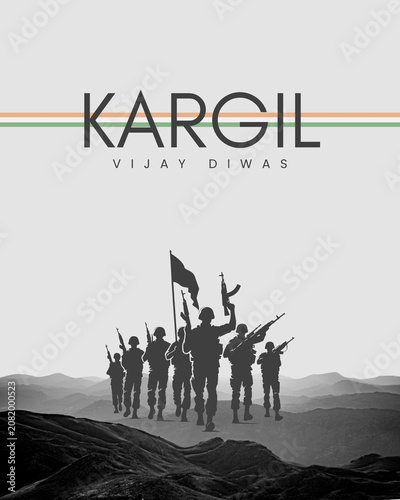 Canvastavla Kargil Diwas Black and White Illustrated Greeting Poster