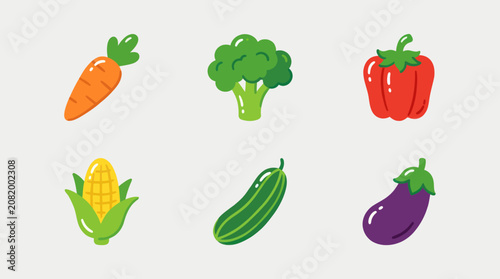 Photos Assortment of fresh vegetables icon set