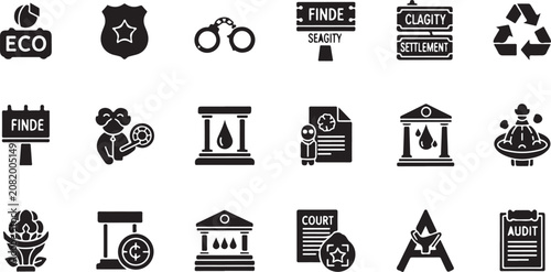 Tableau sur toile Black and white representing eco sustainability settlement court audit and other