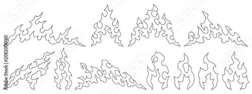 Foto Minimalistic fire line drawings isolated on a transparent background