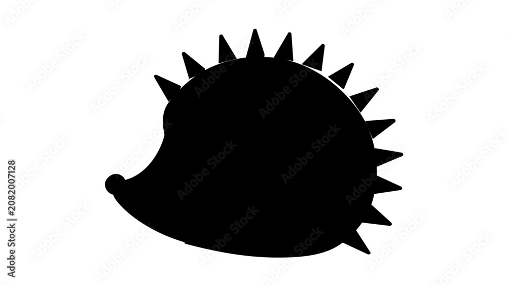 Fototapeta premium Simple clean flat vector line icon showing a curled hedgehog, useful for forest guides, pet care materials, or playful eco branding.