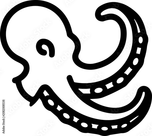 Fényképezés Stylized Octopus Illustration - Minimalist Line Art