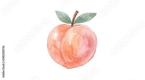 Cute Pastel Peach Watercolor Marker Hand Drawn Sticker Illustration Isolated