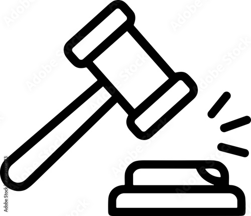 Schilderij op canvas Justice Gavel Icon - Legal Decision Symbol with Sound Waves