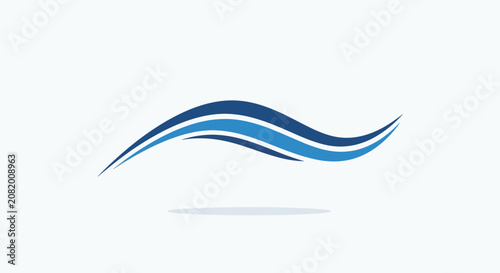 Abstract blue wave graphic design element on white background 1.