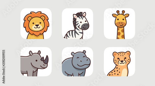 Photography Cartoon safari animals collection
