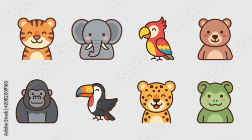 Photography Cartoon safari animal icons