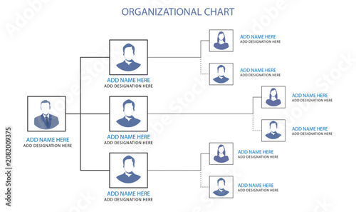 Simple Org chart vector stock image, organizational chart structure