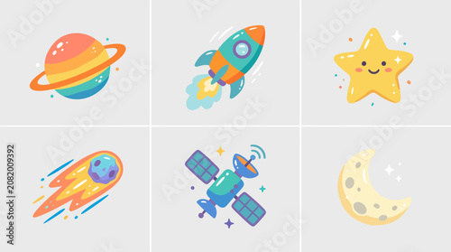 Fotografi Celestial bodies and spacecraft icons