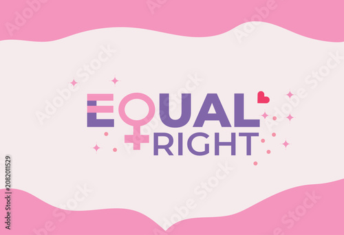 Tableau sur toile Equal Rights Concept with Female Symbol and Abstract Pink Wave Background