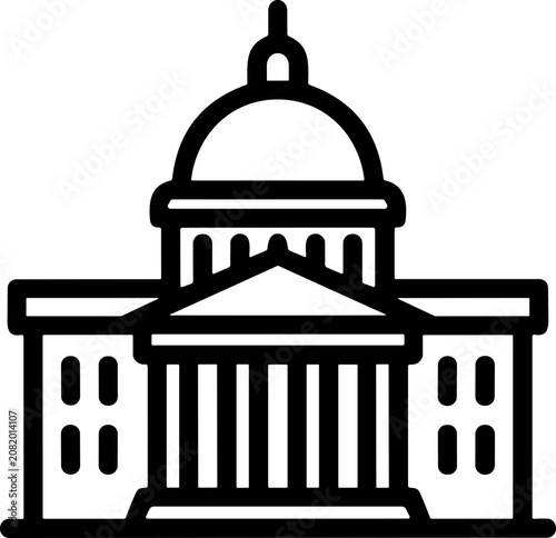 Konstfotografi Government Building Icon: Capitol Dome, Columns, Classical Architecture - Vector