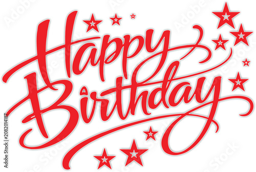 Red Happy birthday calligraphy writing