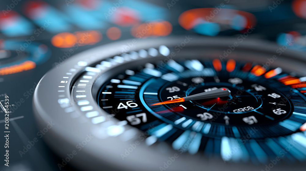 Obraz premium Futuristic dashboard projecting strategic outcomes for an upcoming fiscal cycle, business intelligence, forecasting analytics, with copy space