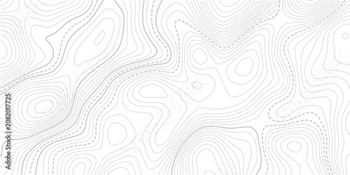 White geographic contour map. Abstract outline grid.Abstract Contour Topographic Line Pattern in Black and White, Elevation map.