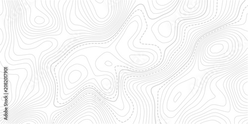 White geographic contour map. Abstract outline grid.Abstract Contour Topographic Line Pattern in Black and White, Elevation map.