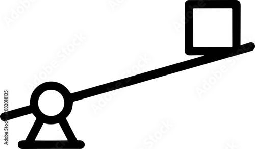 Foto Unbalanced seesaw with cube on one side, symbolizing inequality and disparity