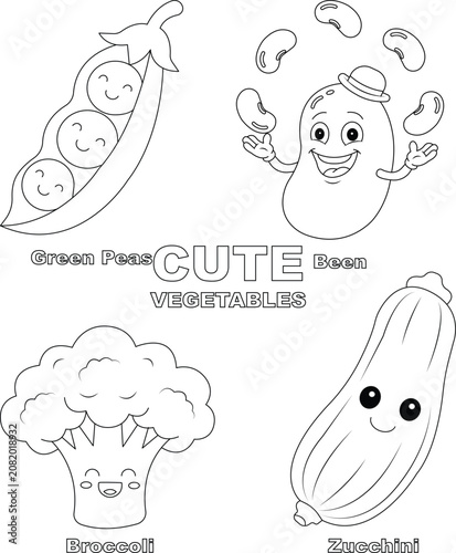 Very cute vegetables coloring page for kids
