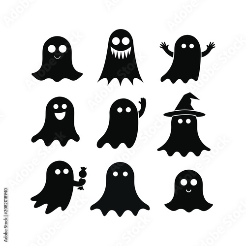 premium halloween ghost spooky cute cartoon isolated festive vector illustration
