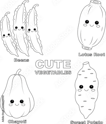 Very cute vegetables coloring page for kids