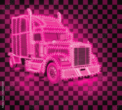 Festive Glowing Christmas Truck Light Effect Vector